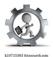 3d small people - businessman in the gear wheel 3d small people - businessman in the gear wheel