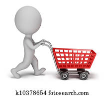 3d small people - shopping cart 3d small people - shopping cart