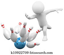 3D white people. Bowling 3D white people. Bowling