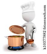 3d white people cooking