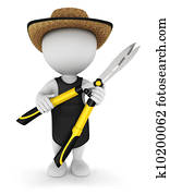 3d white people gardener 3d white people gardener