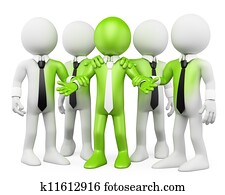 3D white people. Green teamwork 3D white people. Green teamwork