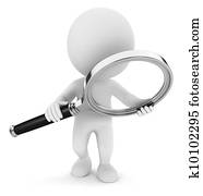 3d white people magnifying glass 3d white people magnifying glass