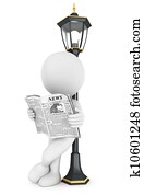 3d white people reading newspaper 3d white people reading newspaper
