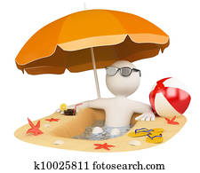 3D white people. Summer beach 3D white people. Summer beach