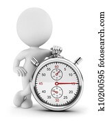 3d white people with a stopwatch 3d white people with a stopwatch