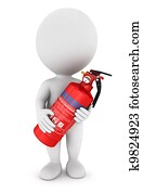3d white people with extinguisher 3d white people with extinguisher