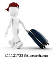 3d, איש, traveler,, ב, חופש