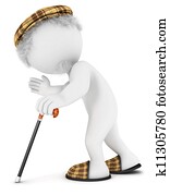 3d, לבן, אנשים, איש ישן