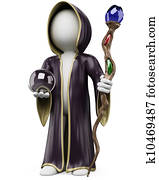 3d, לבן, אנשים., הלוווין, קוסם, תלבושת