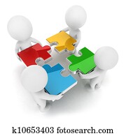 3d, לבן, אנשים, התחבר, בלבל