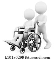 3d, לבן, אנשים., לעזור, a, מוטרח