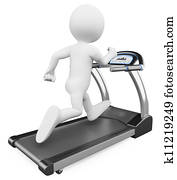 3d, לבן, אנשים., לרוץ בחגורת דוושות