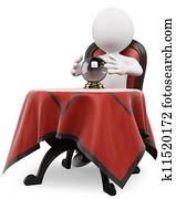 3d, לבן, אנשים., קופאי של הון, עם, a, כדור של גביש