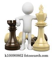 3d, לבן, אנשים., שחמט