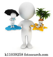 3d, לבן, אנשים, שמש, או, גשם