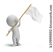 3d, קטן, אנשים, -, דגלל