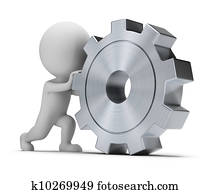 3d, קטן, אנשים, -, התגלגל, התכונן
