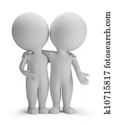 3d, קטן, אנשים, -, ידידים