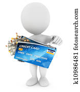 ３ｄ, 白, 人々, 開く, a, クレジットカード