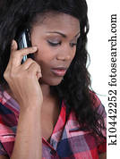 a black woman at phone a black woman at phone