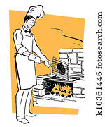 A chef cooking on an barbeque fire A chef cooking on an barbeque fire