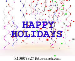 A colorful Happy Holidays sign over white background A colorful Happy Holidays sign over white background