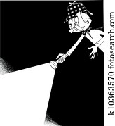 A detective pointing with a flashlight A detective pointing with a flashlight