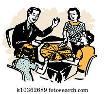 A family sharing a pizza together A family sharing a pizza together