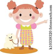 Clip Art of A girl with her pet dog consoling a sad girl dki0012 ...