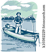 A vintage image of a man fishing A vintage image of a man fishing