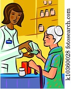 a, רוקח, להראות, a, מוצר, ל, an, מזדקן, פטרון