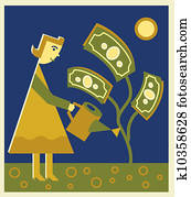 a, 여자, 해수욕장의, a, 돈 나무