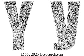 Clip Art Of Abstract Black And White Font Letter Y K10049268