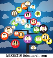 Abstract community tree with avatars of members
