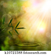 abstratos, oriental, fundos, com, bambu, foliage