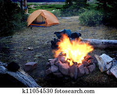 acampamento, com, campfire