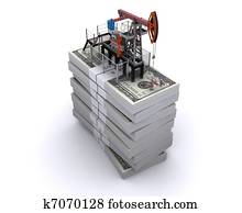 aceite, bombee gato, estantes, en, un, paquetes, de, dólares