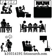 actividad de familia, casa, hogar, símbolo