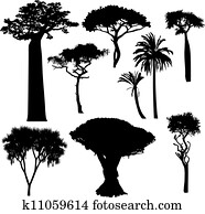 African tree silhouettes