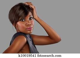 african woman with long hair