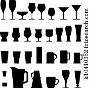Alcohol glasses vector silhouettes Alcohol glasses vector silhouettes