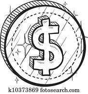 American dollar coin sketch