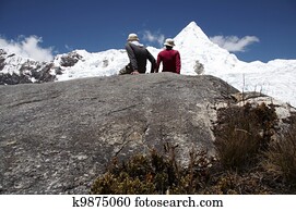 amistad, en, el, montaña