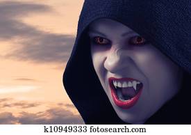 angry female vampire at sunset angry female vampire at sunset