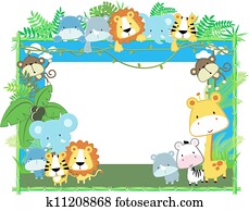 animais bebê, quadro, vetorial
