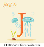 Animal alphabet with jellyfish Animal alphabet with jellyfish