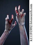 arrepiado, zombie, mãos, extremo, body-art