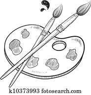 Artist's, paleta, esboço