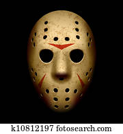 assustador, hóquei, máscara